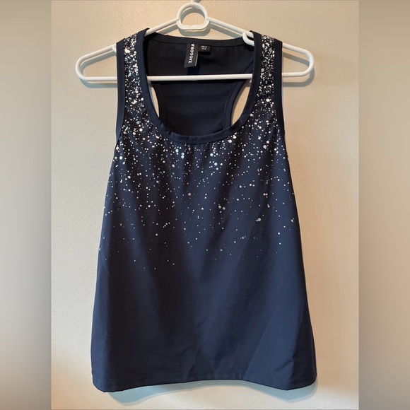 Zaggora Women’s Black Silver Metallic Workout Athletic Tank Top Size 12 - Picture 1 of 7